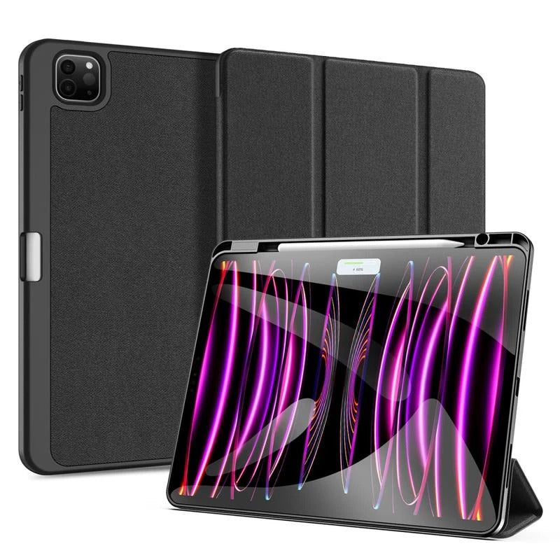 Tri fold book cover for iPad Pro 13 inch 2024 M4 Chip with pen holder - front view