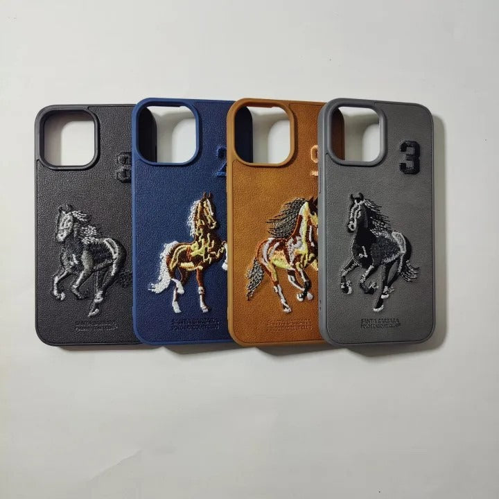 Premium Polo Horse Embroidery Leather Case for iPhone - main product photo