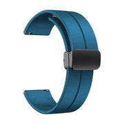 22mm Magnetic D-Buckle Silicone Watch Strap – Cyan Blue