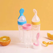 Baby Silicon Spoon Feeder With Bottle, Spoon Squeeze Bottle Feeder Baby Feeding Cereal Rice With Dispensing Feeder Food Dispensing Spoon Toddler Food Rice Milk Feeder
