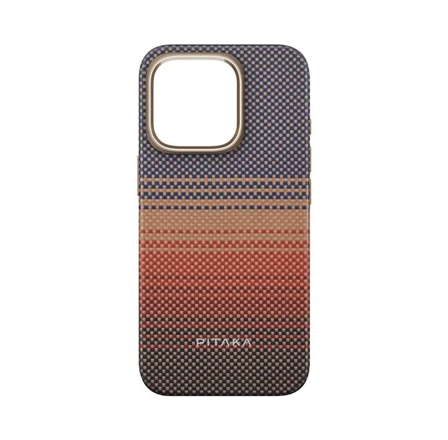 Pitaka MagEZ Sunset Case for iPhone 13 and iPhone 14 — sunset gradient aramid fiber