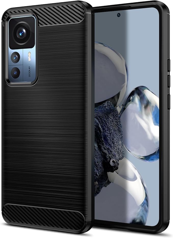 Xiaomi Redmi 12T / 12T Pro Carbon Fiber Silicone Bumper Case – Flexible Back Cover