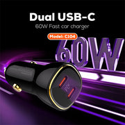 LDNIO C104 60W Dual PD Car Charger - main product shot