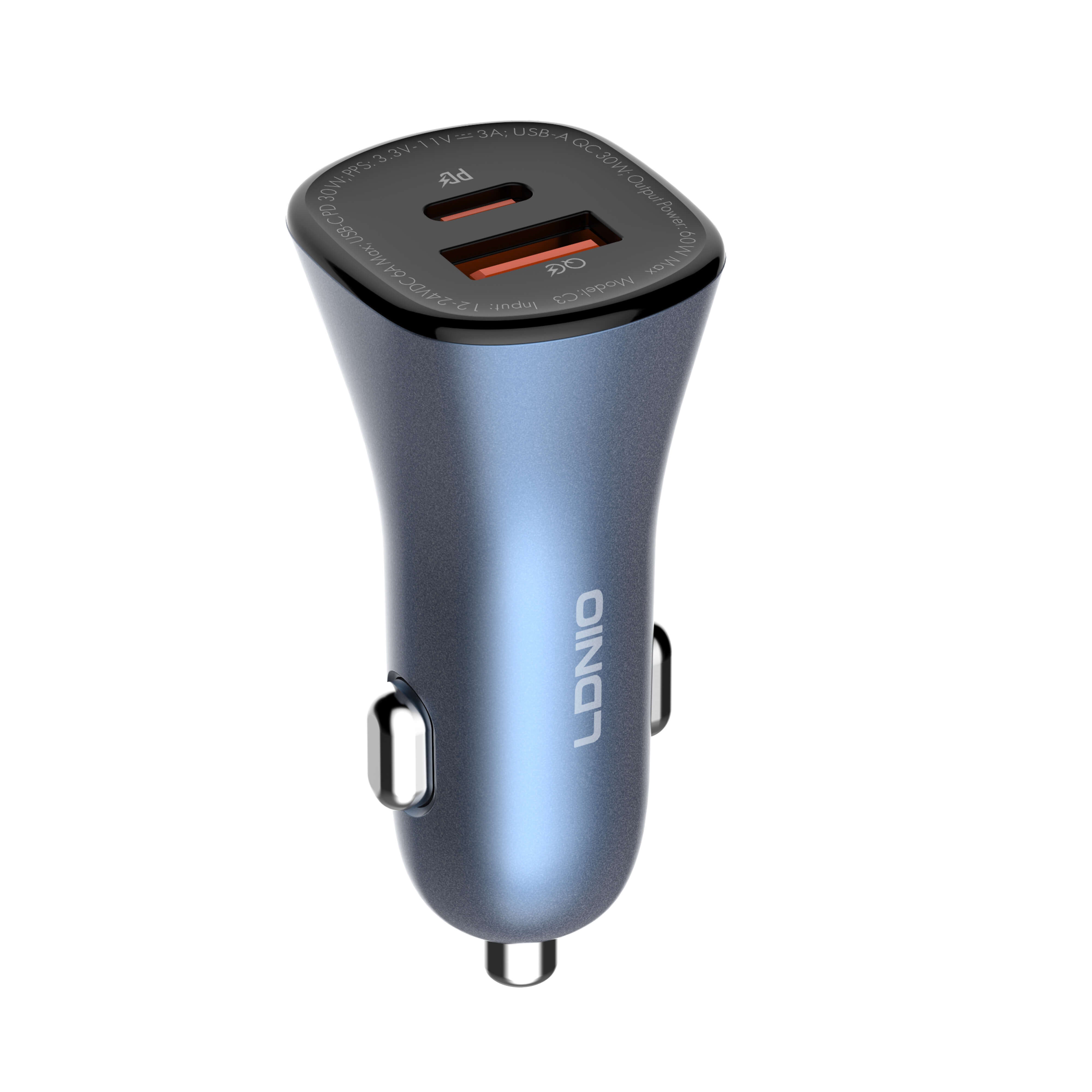 LDNIO C3 60W PD+QC Car Charger - main product shot