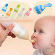 Baby Silicon Spoon Feeder With Bottle, Spoon Squeeze Bottle Feeder Baby Feeding Cereal Rice With Dispensing Feeder Food Dispensing Spoon Toddler Food Rice Milk Feeder