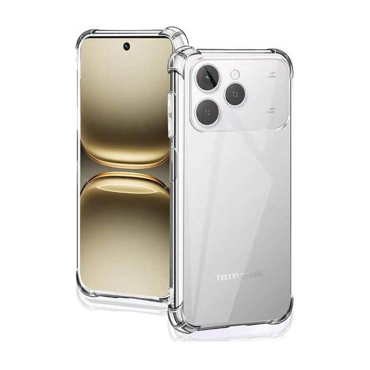Tecno Spark 40 Clear Anti-Shock Case – Transparent Full Edge Bumper Back Cover