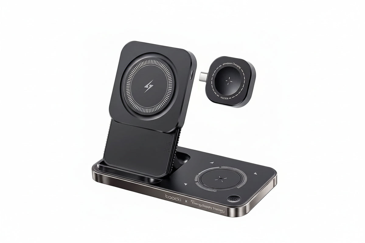 Toocki S17 3-in-1 Foldable Desktop 15W Wireless Charger – Phone, Watch & Earbuds