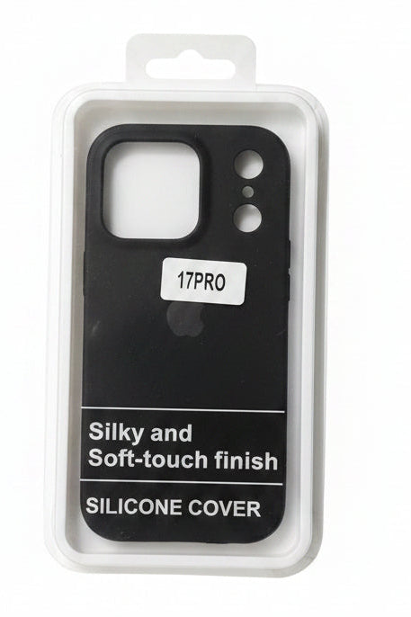 Premium Qualtiy Back Cover iPhone 17 Pro Silicone Case with Apple Logo Black - Clearance Sale