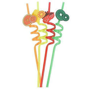 Reusable Straws for Kids, Fruit / Cartoon Shape Spiral Drinking Straw (Assorted) - Pack of 4