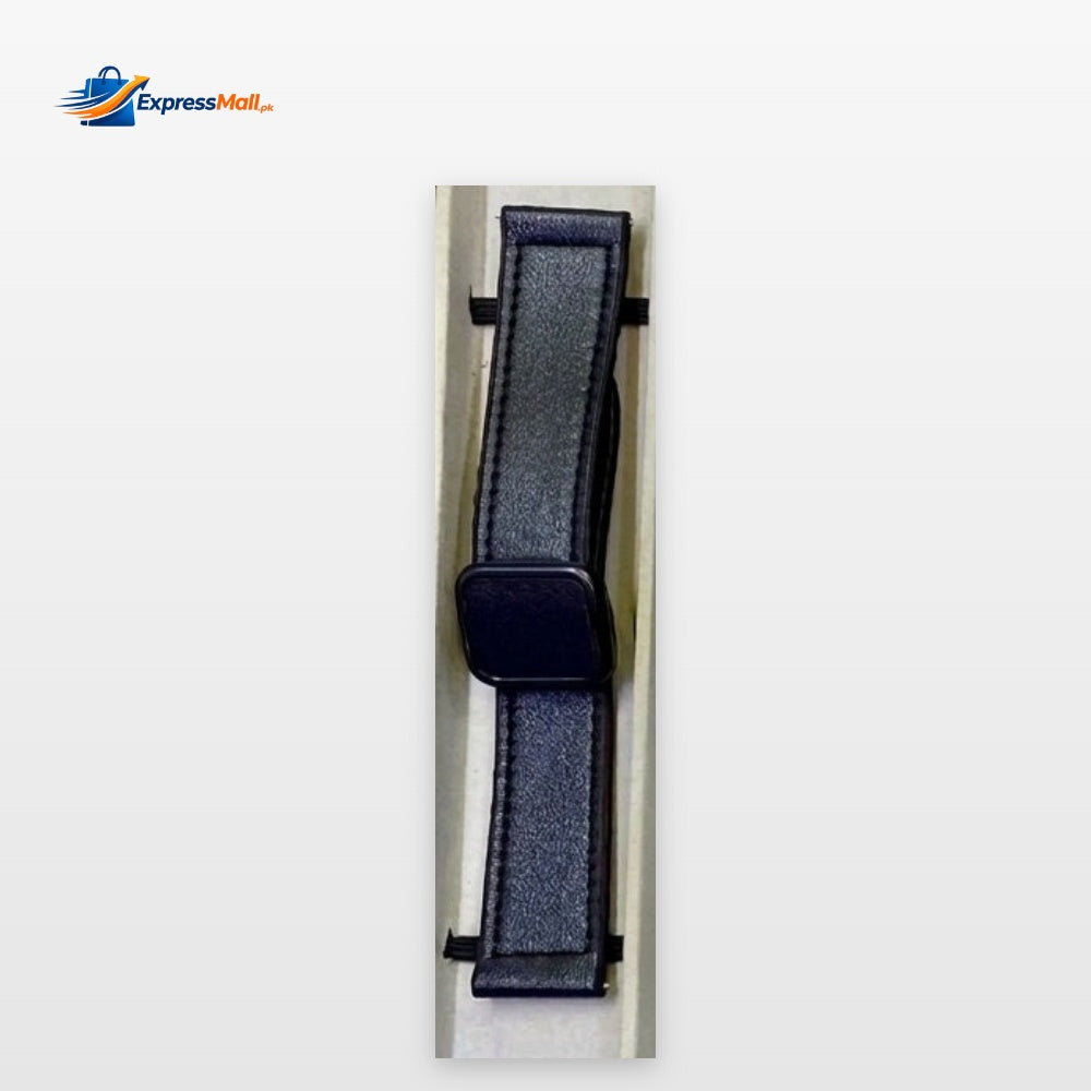 22mm Leather Silicone Strap D-Buckle - Black
