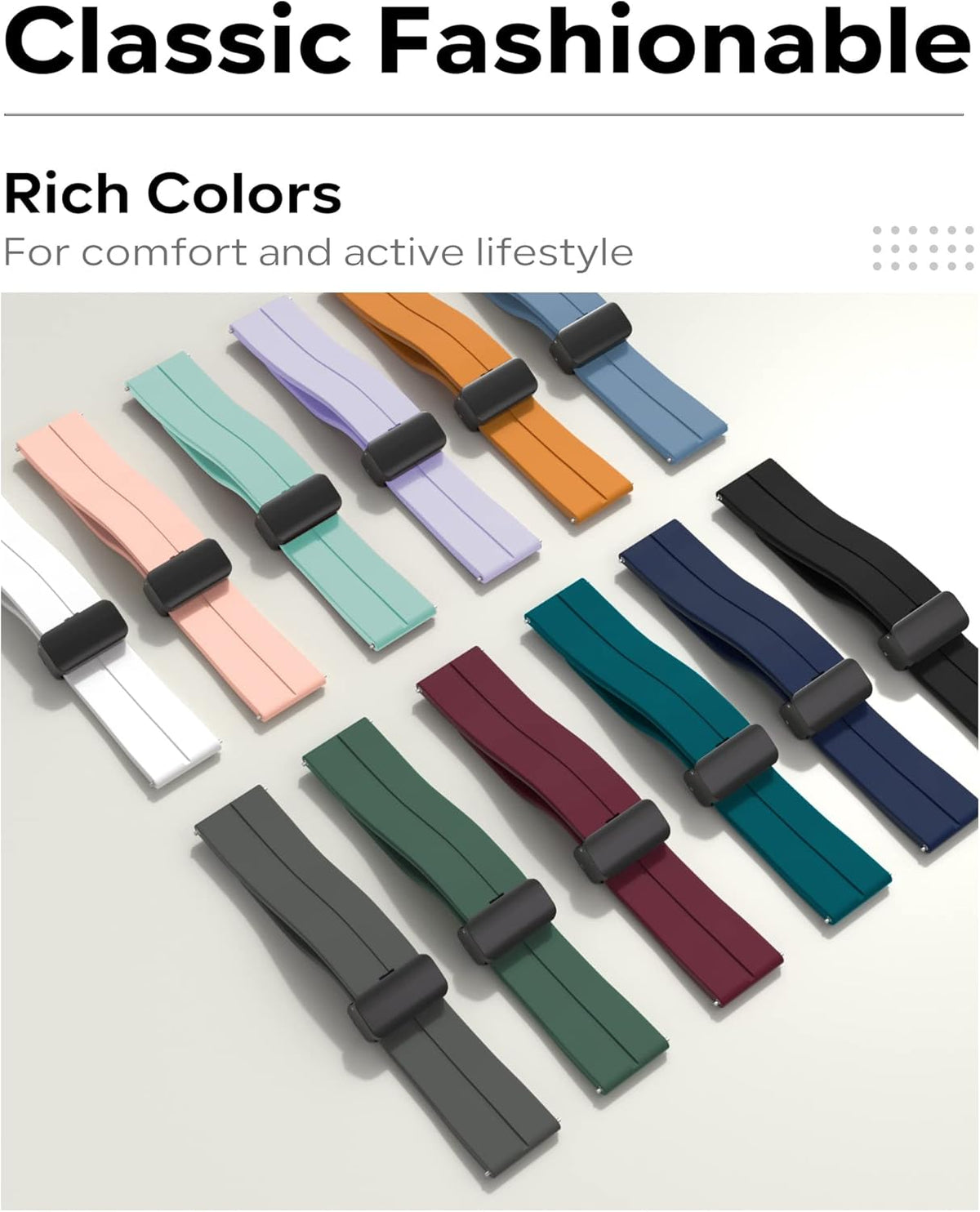 22mm Magnetic D-Buckle Silicone Watch Strap - Universal