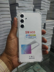Bumper Back cover Samsung A55 Transparent with Camera protection soft jelly material Shock Proof