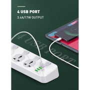 LDNIO SK4466 2500W 4 Power Socket UK 3.4A 4 USB Ports + 4 Universal
