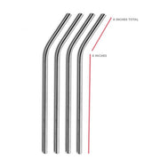 Straws Stainless Steel - Drinking Straw Reusable with Ultra Long 4 Metal Straws 8.5"(2 Straight, 2 Bend) and 1 Cleaning Brush - Eco Friendly Drinking Straws