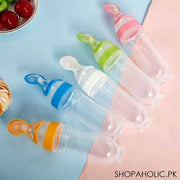 Baby Silicon Spoon Feeder With Bottle, Spoon Squeeze Bottle Feeder Baby Feeding Cereal Rice With Dispensing Feeder Food Dispensing Spoon Toddler Food Rice Milk Feeder