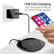 iLuv 15W Qi Fast Wireless Charger - In Use