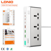 LDNIO SC3 100W GaN power strip ports and sockets detail