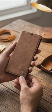 Basenos Premium Leather Book Cover with Card & Cash Pockets – Infinix & Tecno