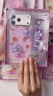 Bloom Pearl Floral Case with Beaded Charm | iPhone & Samsung
