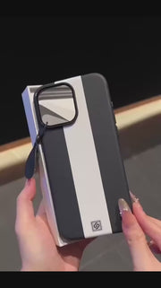Premium Stripe Leather iPhone Case | Soft Touch Protective Cover