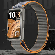 Braided nylon loop strap for Huawei Band 11 / 11 Pro – Gray & Orange