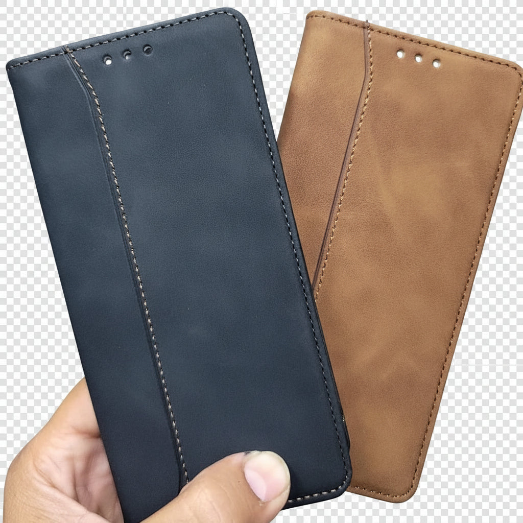Fashion Leather Book Cover for iPhone 16 Pro Max – Black/Brown | Clearance Sale
