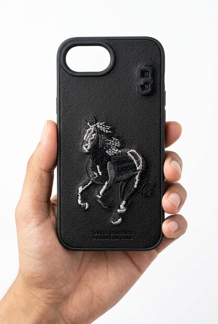 Santa Barbara horse embroidered case for iPhone 16e and iPhone 17e