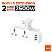 LDNIO SC2311 2 AC Outlets Portable Extension Power Socket