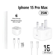 Iphone 15 pro max charger(complete set) 
100% china original quality 35watt 3pin type c port shoe + wooven c to c pd cable Only Mercantile stoc