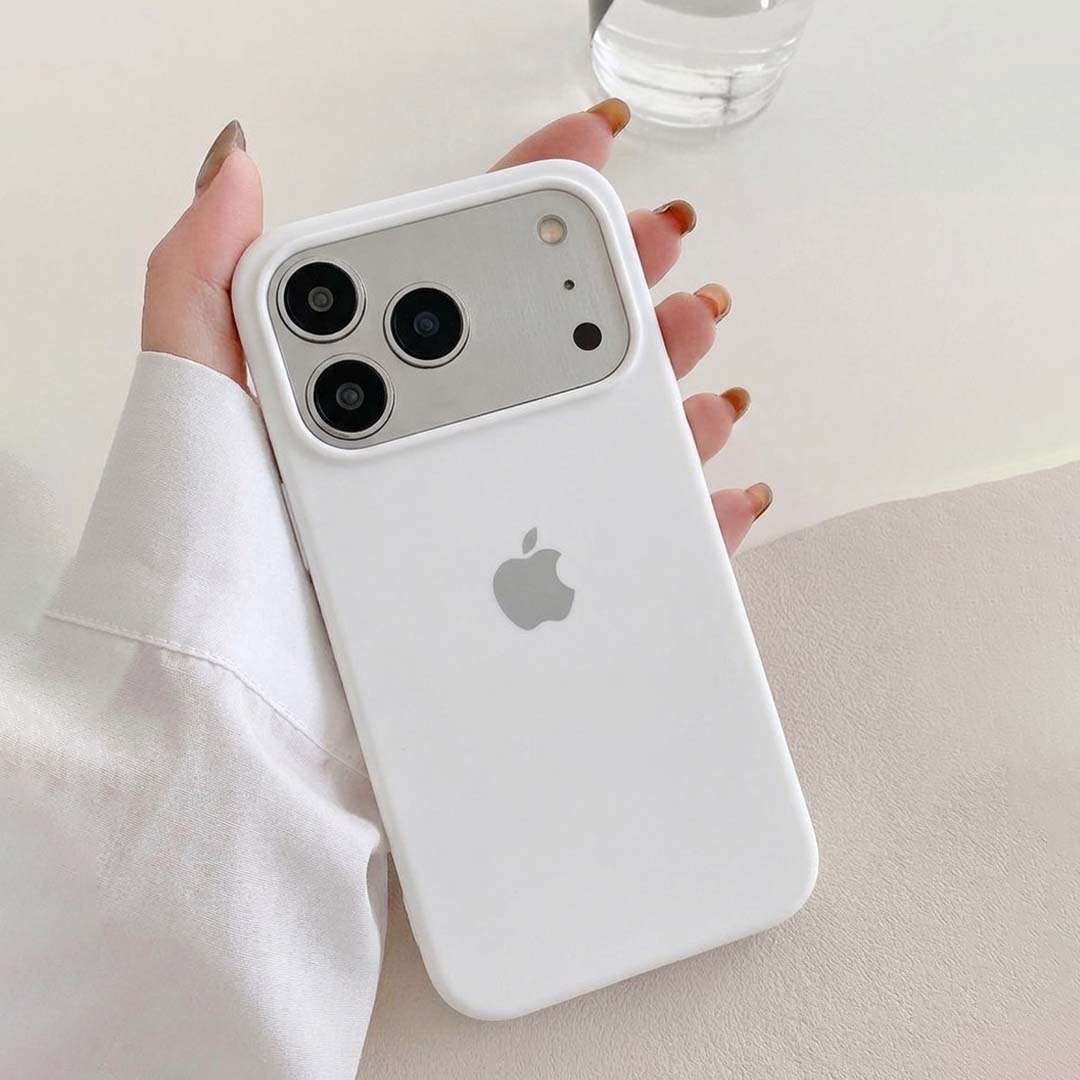iPhone 18 Pro Max silicone case with logo – White