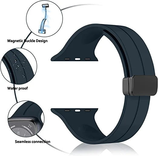 42mm-44mm-45mm-49mm Apple Watch Band Magnetic Band D-buckle Silicone Sport Strap Replacement Wrist Band for