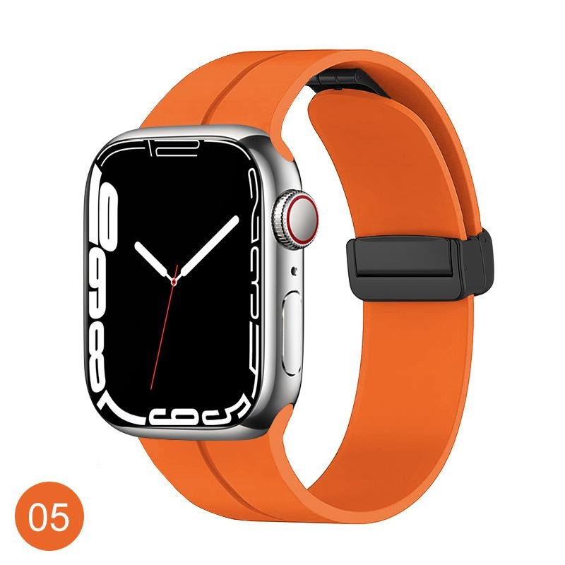42mm-44mm-45mm-49mm Apple Watch Band Magnetic Band D-buckle Silicone Sport Strap Replacement Wrist Band for