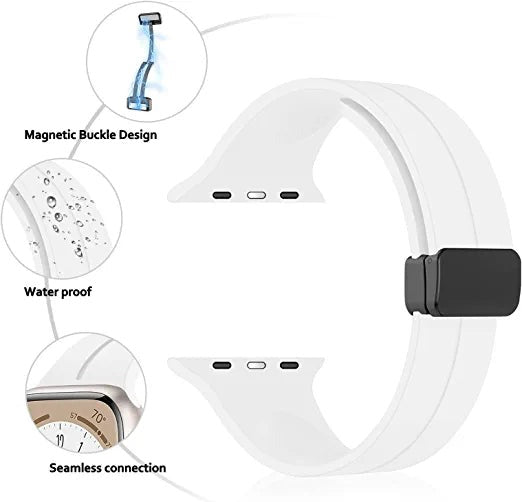 42mm-44mm-45mm-49mm Apple Watch Band Magnetic Band D-buckle Silicone Sport Strap Replacement Wrist Band for