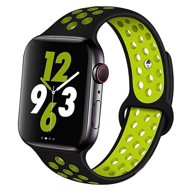 42mm 44mm 45mm 49mm Nike Sports Straps Apple Smart Watch - Black Yellow