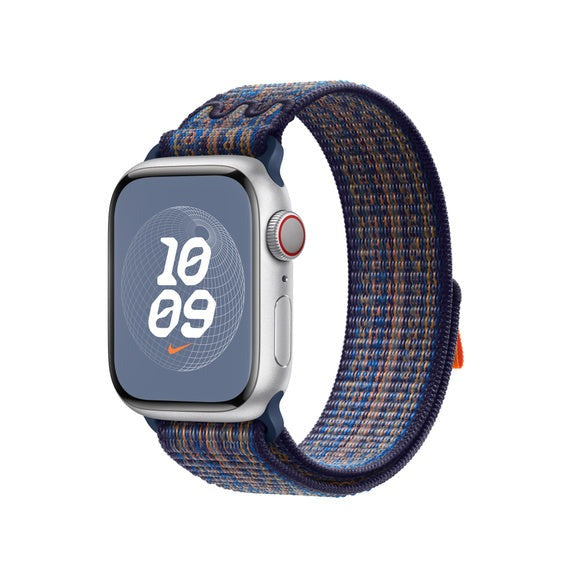 42mm-44mm-45mm-49mm Nylon Nike Sport Loop Straps For Smart Watch Series 9/Ultra/Ultra 2 - Game Royal/Orange