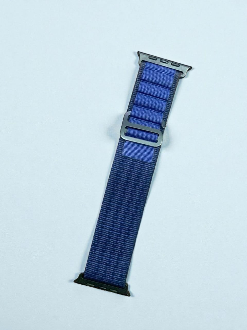 42mm-44mm-45mm-49mm Premium Blue Nylon Alpine Loop Band for Apple Watch Series 11 With Black Connector &