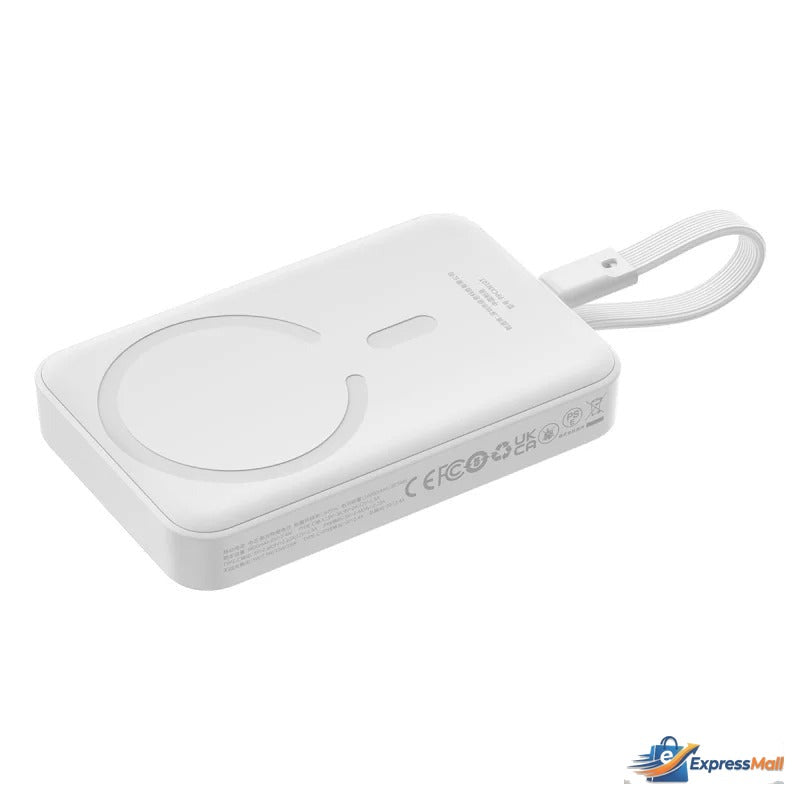 Baseus 10000mAh 30W Magnetic Power Bank PD Charging Built-in Type-C Cable White