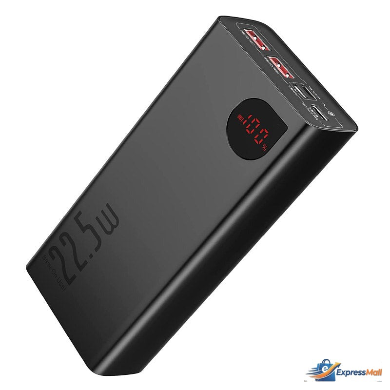 Baseus 20000mAh 22.5W Power Bank Fast Charging USB C Portable Phone Charger - Black