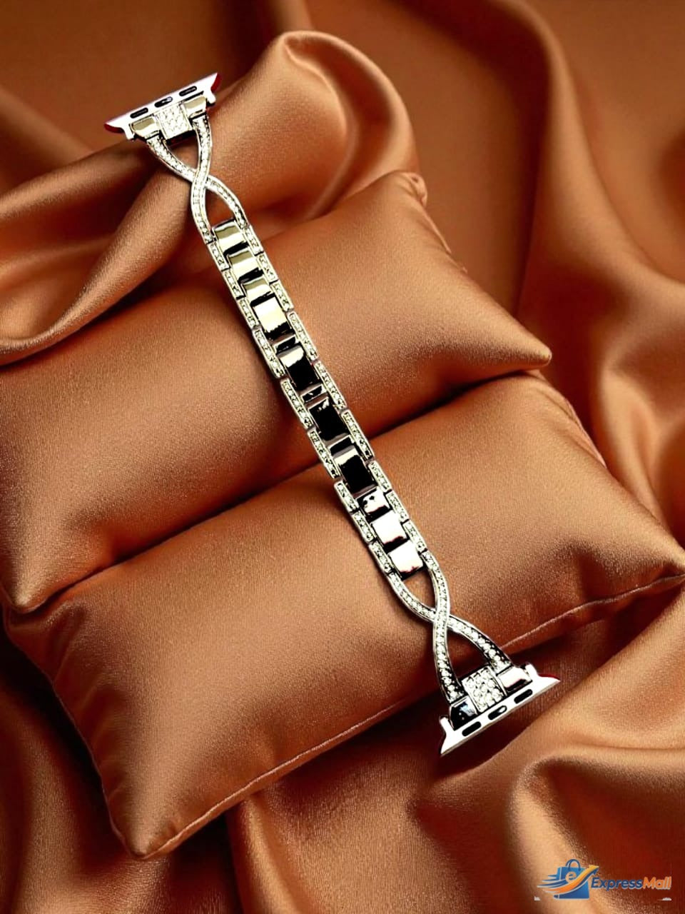Elegant Ladies Metal Chain Strap with Sparkling Stones for Apple Watch 42/44/45/46/49mm Ultra & Ultra 2