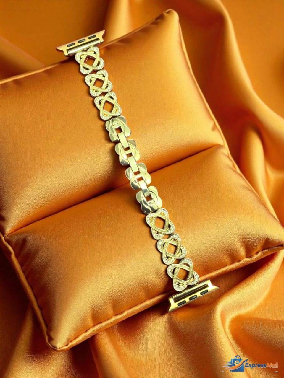 Elegant Ladies Metal Chain Strap with Sparkling Stones for Apple Watch 42/44/45/46/49mm Ultra & Ultra 2