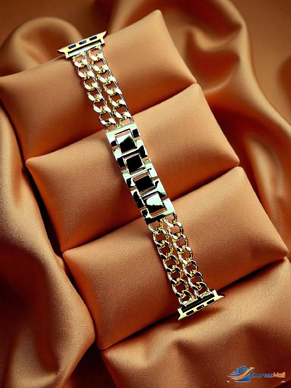 Elegant Ladies Metal Chain Strap with Sparkling Stones for Apple Watch 42/44/45/46/49mm Ultra & Ultra 2