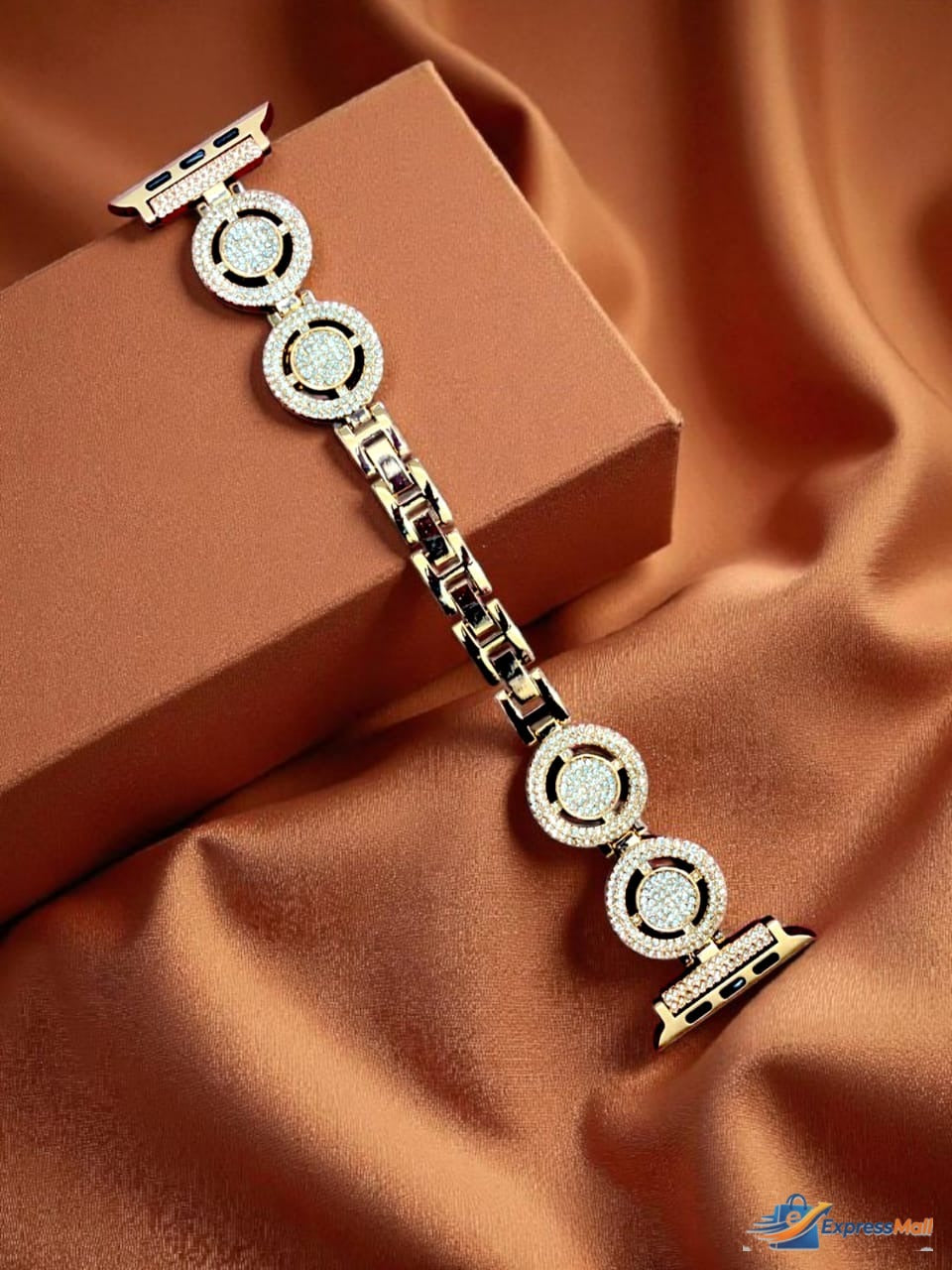Elegant Ladies Metal Chain Strap with Sparkling Stones for Apple Watch 42/44/45/46/49mm Ultra & Ultra 2