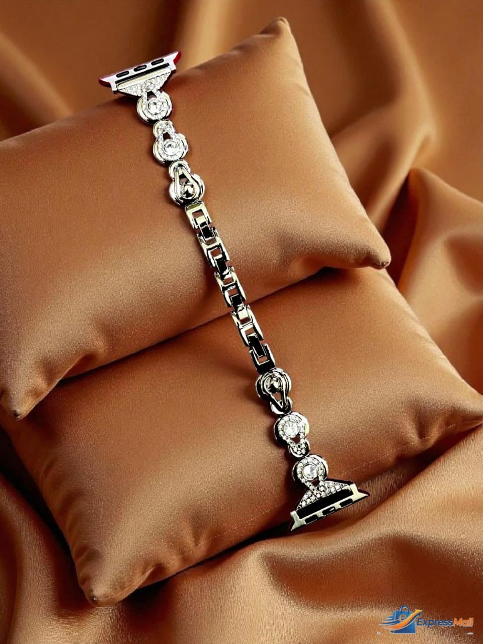Elegant Ladies Metal Chain Strap with Sparkling Stones for Apple Watch 42/44/45/46/49mm Ultra & Ultra 2